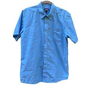 Patagonia Men's M Button Down Blue Gorpcore Hiking Outdoor Casual Organic Cotton
